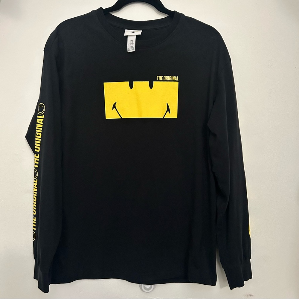 H&M X Smiley Relaxed Fit Printed jersey top Size Medium
